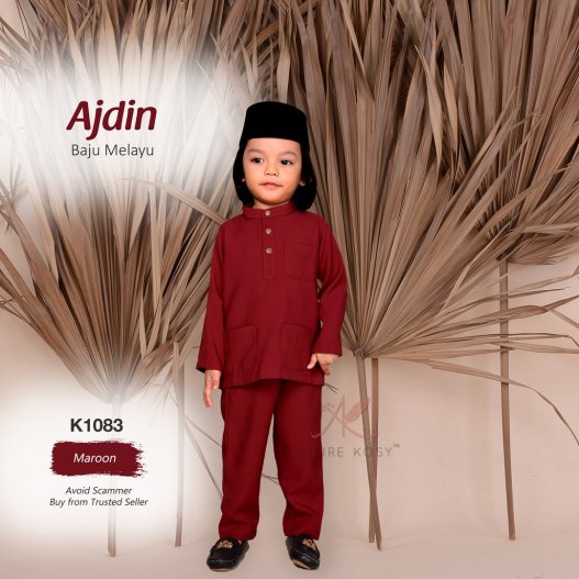 Ajdin Baju Melayu Cekak Musang K1083 (Maroon) 