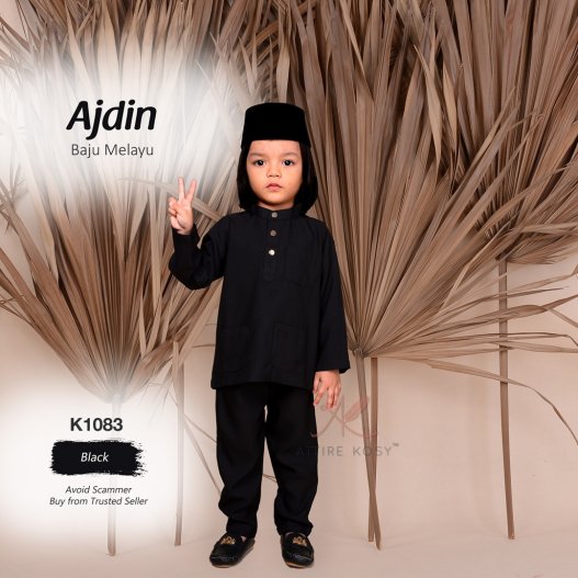 Ajdin Baju Melayu Cekak Musang K1083 (Black) 