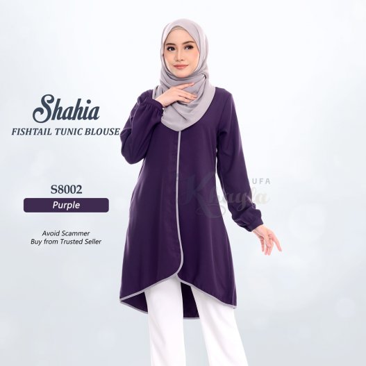 Shahia Fishtail Tunic Blouse S8002 (Purple) 