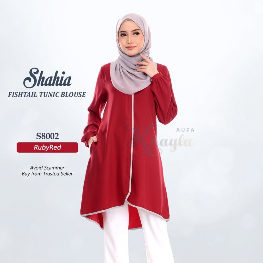 Shahia Fishtail Tunic Blouse S8002 (RubyRed)