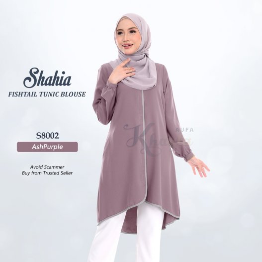 Shahia Fishtail Tunic Blouse S8002 (AshPurple) 