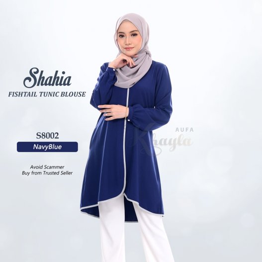 Shahia Fishtail Tunic Blouse S8002 (NavyBlue) 