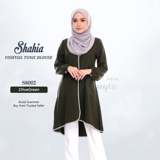 Shahia Fishtail Tunic Blouse S8002 (OliveGreen) 