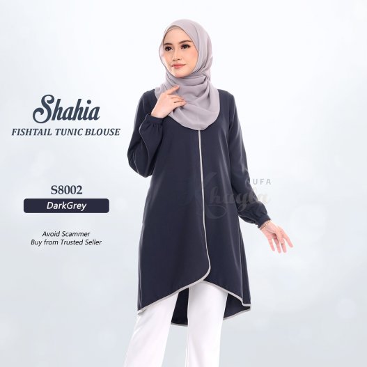 Shahia Fishtail Tunic Blouse S8002 (DarkGrey)
