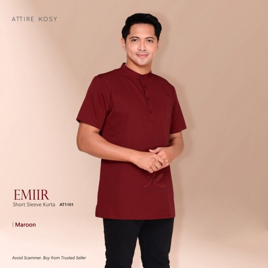 Emiir Short Sleeve Kurta AT1101 (Maroon)