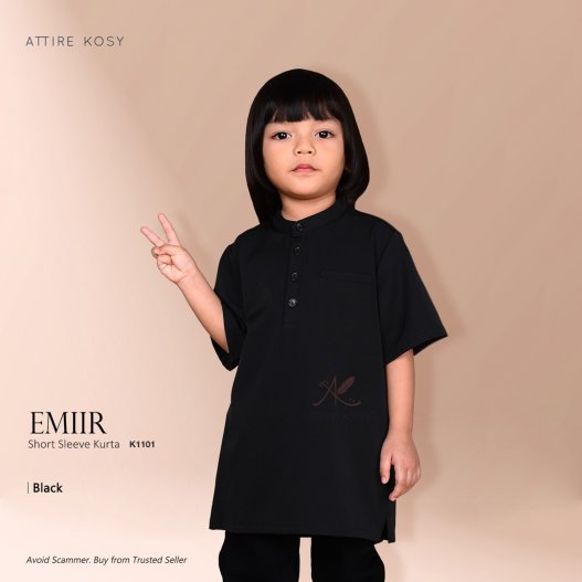 Emiir Short Sleeve Kurta K1101 (Black)