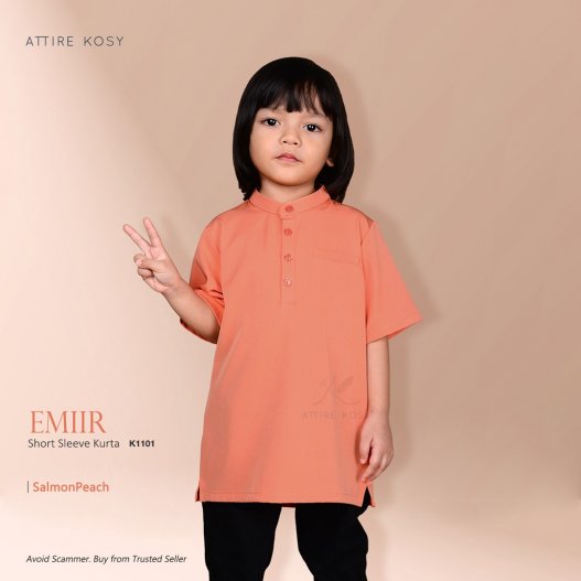 Emiir Short Sleeve Kurta K1101 (SalmonPeach)