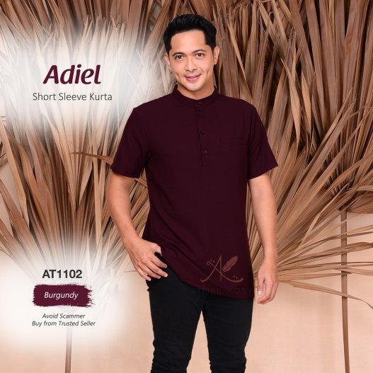 Adiel Short Sleeve Kurta AT1102 (Burgundy) 