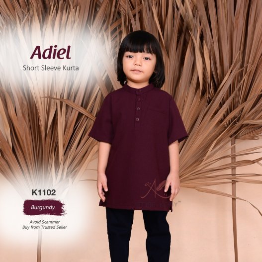 Adiel Short Sleeve Kurta K1102 (Burgundy) 