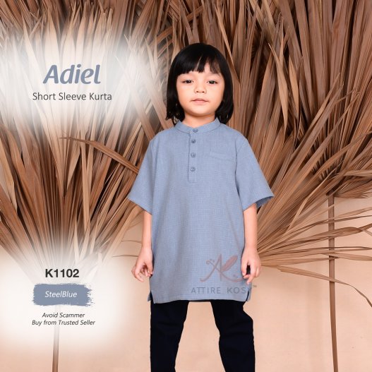 Adiel Short Sleeve Kurta K1102 (SteelBlue)