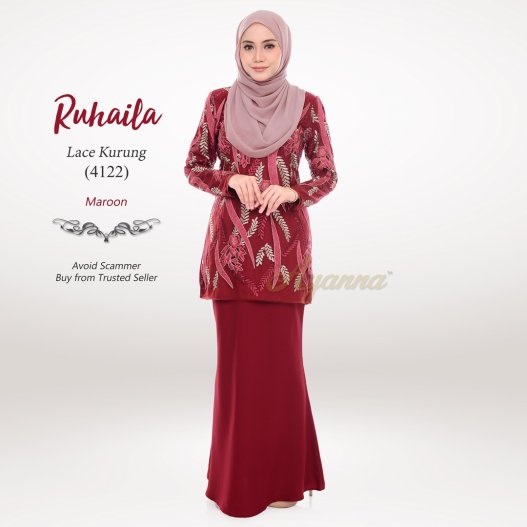 Ruhaila Lace Kurung 4122 (Maroon)