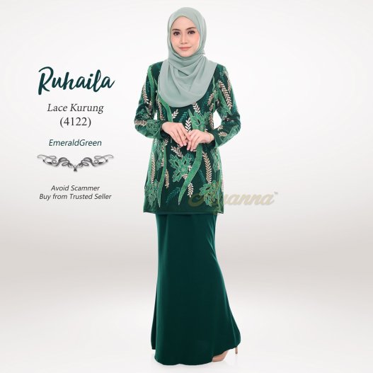 Ruhaila Lace Kurung 4122 (EmeraldGreen)