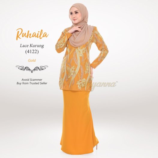 Ruhaila Lace Kurung 4122 (Gold) 