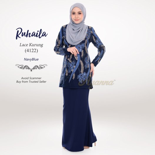 Ruhaila Lace Kurung 4122 (NavyBlue)