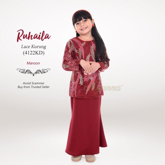 Ruhaila Lace Kurung 4122KD (Maroon) 