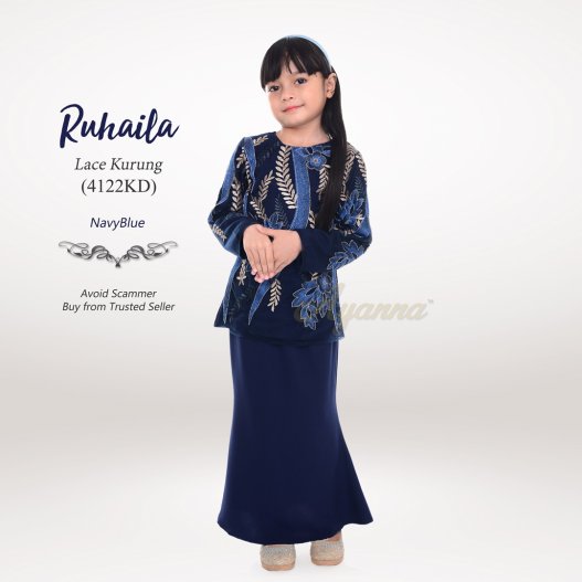 Ruhaila Lace Kurung 4122KD (NavyBlue) 