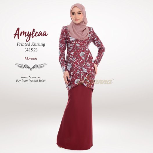 Amyleaa Printed Kurung 4192 (Maroon) 