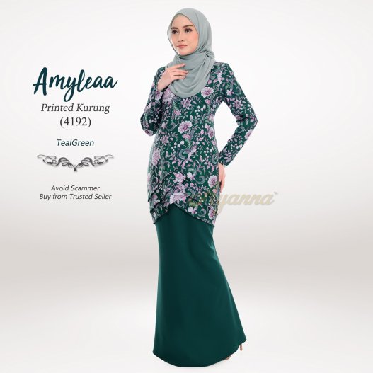 Amyleaa Printed Kurung 4192 (TealGreen) 