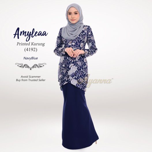 Amyleaa Printed Kurung 4192 (NavyBlue) 