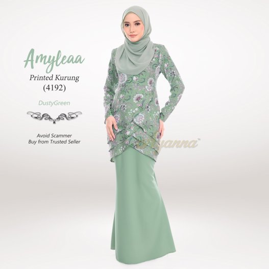 Amyleaa Printed Kurung 4192 (DustyGreen) 