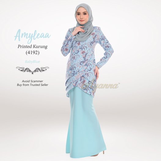 Amyleaa Printed Kurung 4192 (BabyBlue) 