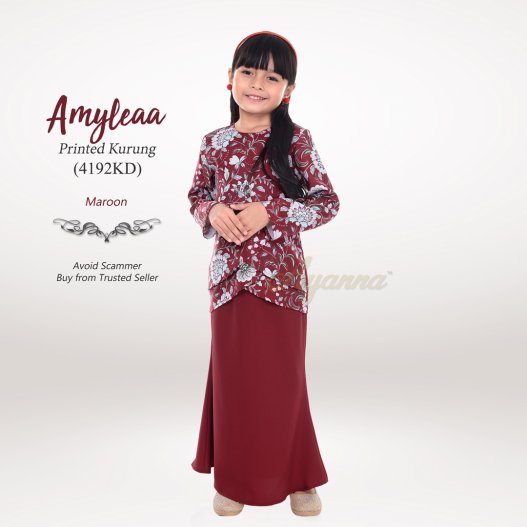 Amyleaa Printed Kurung 4192KD (Maroon) 