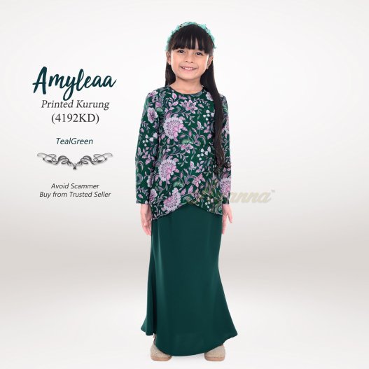 Amyleaa Printed Kurung 4192KD (TealGreen) 