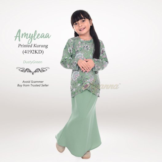 Amyleaa Printed Kurung 4192KD (DustyGreen) 