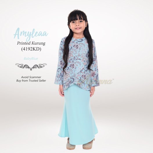 Amyleaa Printed Kurung 4192KD (BabyBlue) 