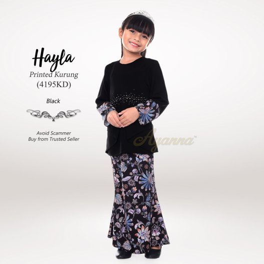 Hayla Printed Kurung 4195KD (Black) 