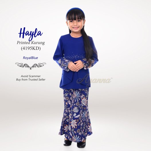 Hayla Printed Kurung 4195KD (RoyalBlue) 