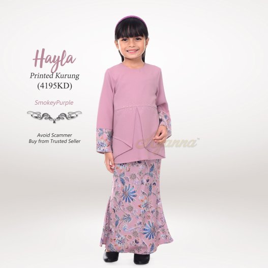 Hayla Printed Kurung 4195KD (SmokeyPurple) 