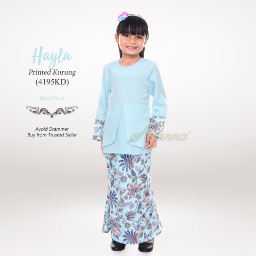 Hayla Printed Kurung 4195KD (BabyBlue) 