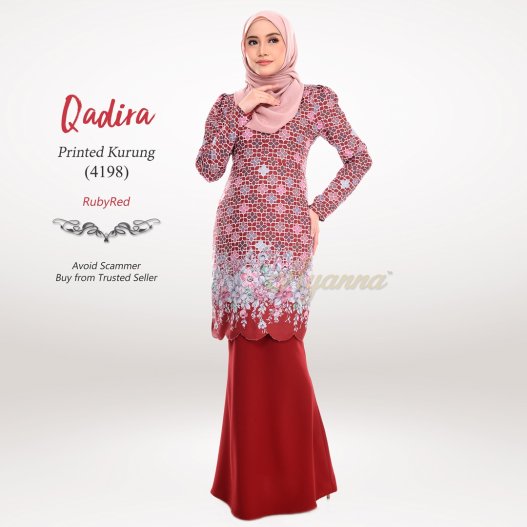 Qadira Printed Kurung 4198 (RubyRed) 