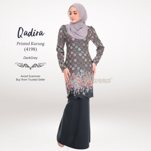 Qadira Printed Kurung 4198 (DarkGrey) 