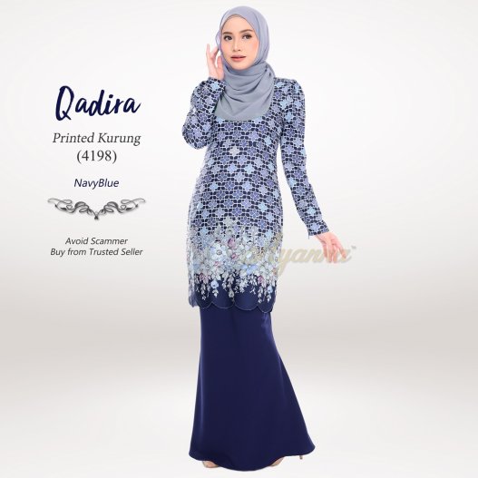 Qadira Printed Kurung 4198 (NavyBlue) 