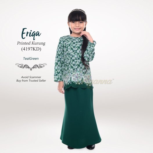 Eriqa Printed Kurung 4197KD (TealGreen) 