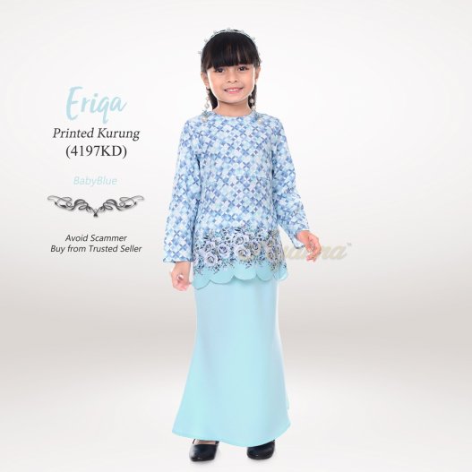 Eriqa Printed Kurung 4197KD (BabyBlue) 