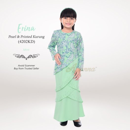 Erina Pearl & Printed Kurung 4202KD (Mint) 