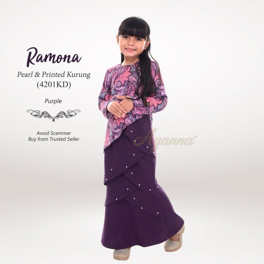 Ramona Pearl & Printed Kurung 4201KD (Purple) 