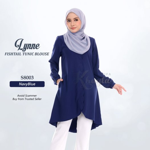 Lynne Fishtail Tunic Blouse S8003 (NavyBlue) 