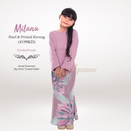 Milana Pearl & Printed Kurung 4199KD (SmokeyPurple) 