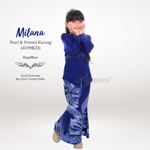 Milana Pearl & Printed Kurung 4199KD (RoyalBlue) 