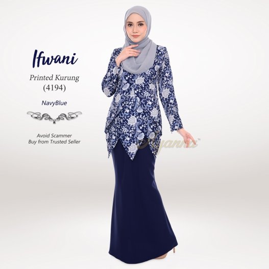 Ifwani Printed Kurung 4194 (NavyBlue) 