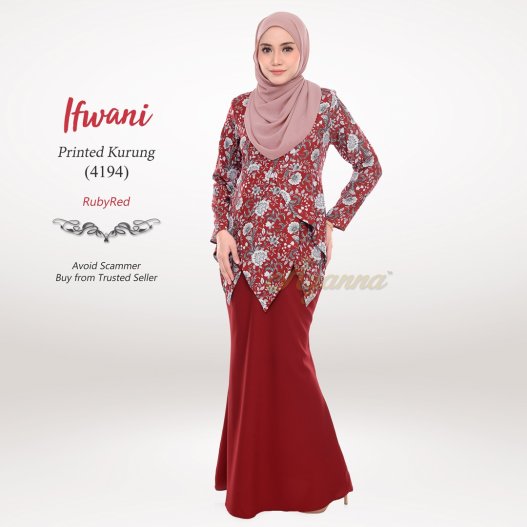 Ifwani Printed Kurung 4194 (RubyRed) 