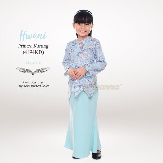 Ifwani Printed Kurung 4194KD (BabyBlue) 