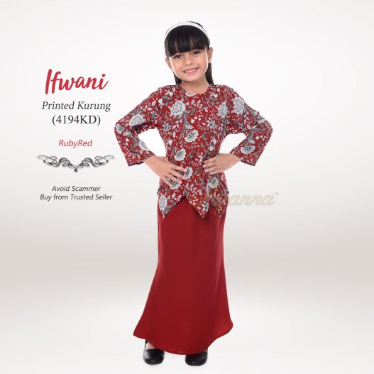 Ifwani Printed Kurung 4194KD (RubyRed) 