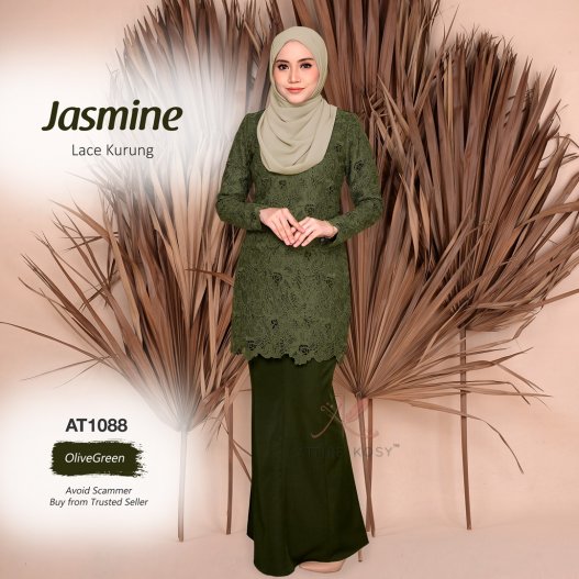 Jasmine Lace Kurung AT1088 (OliveGreen) 
