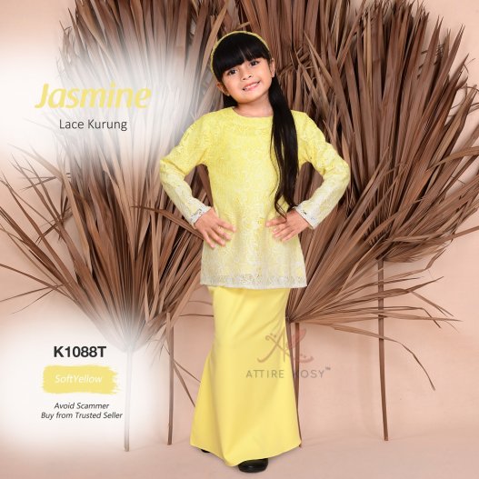 Jasmine Lace Kurung K1088T (SoftYellow)