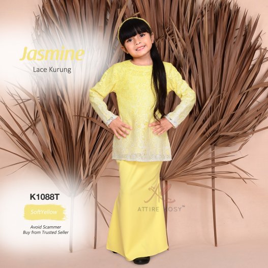 Jasmine Lace Kurung K1088T (SoftYellow) 